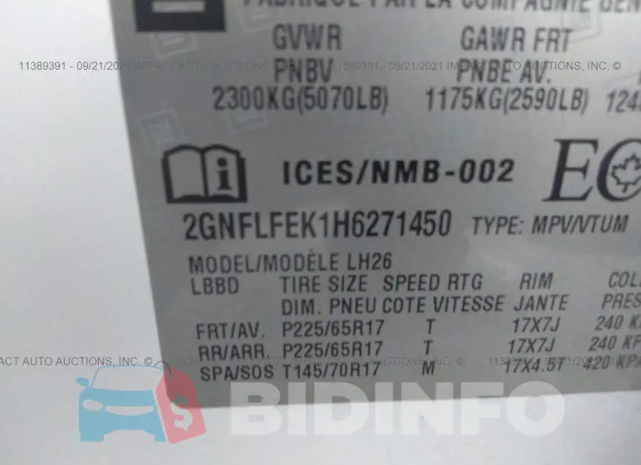 2GNFLFEK1H6271450 Photo# 9