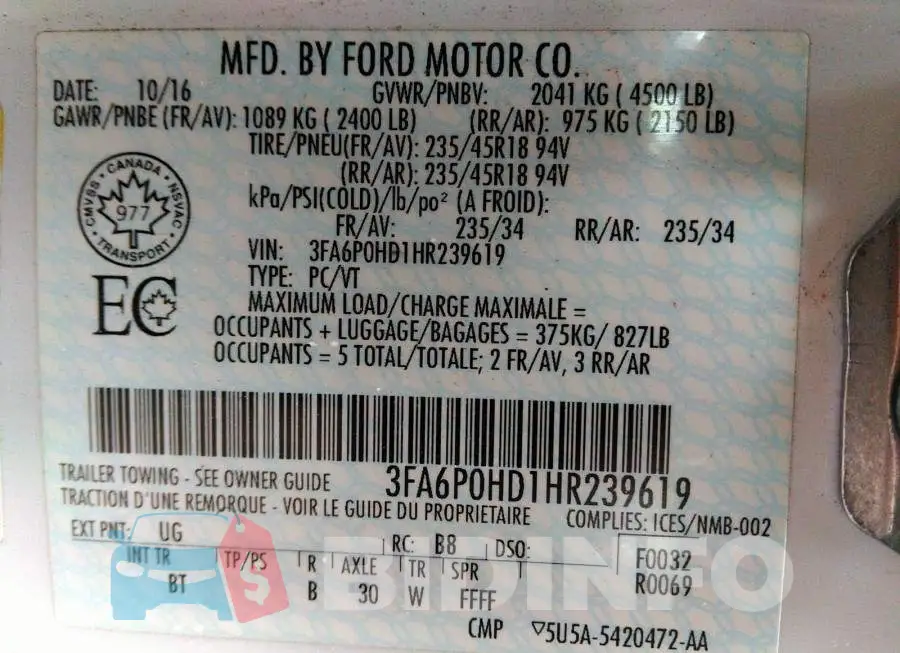 3FA6P0HD1HR239619 Photo# 9