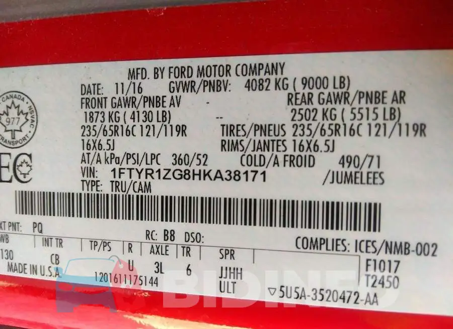1FTYR1ZG8HKA38171 Photo# 9