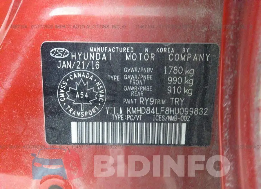 KMHD84LF8HU099832 Photo# 9