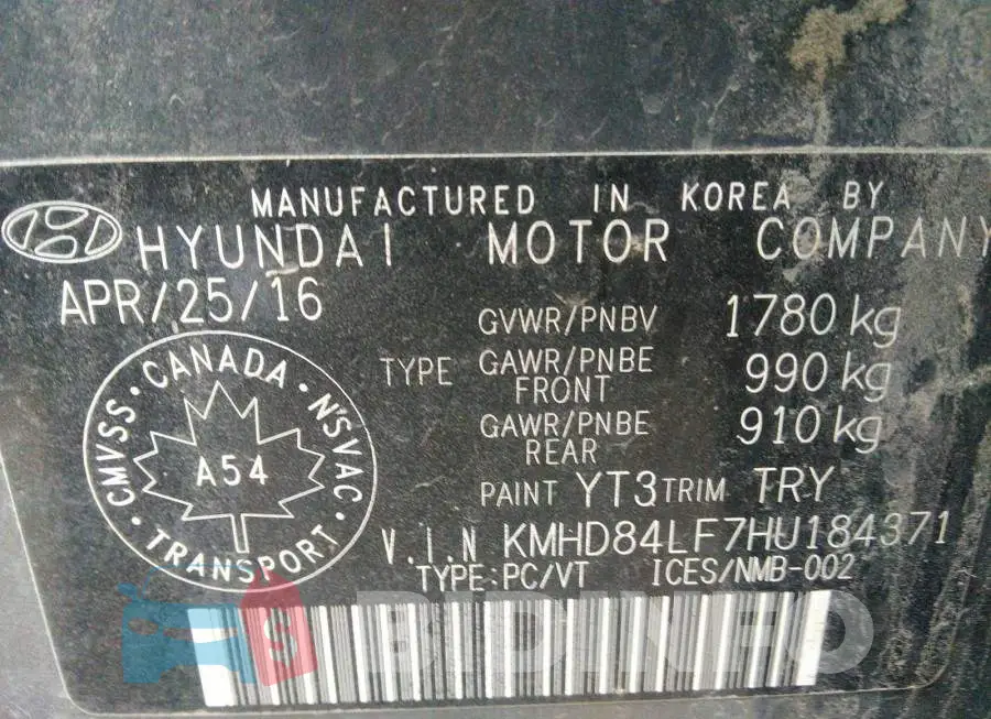 KMHD84LF7HU184371 Photo# 9