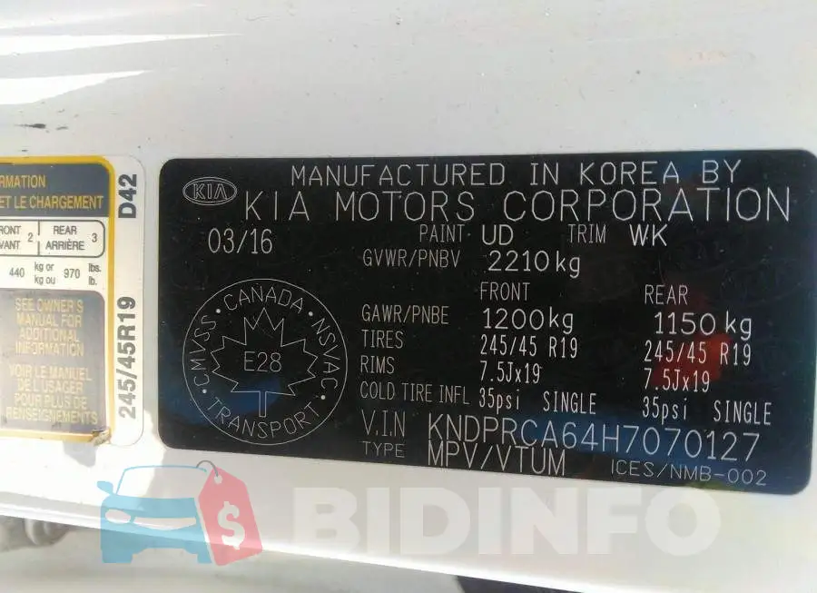 KNDPRCA64H7070127 Photo# 9