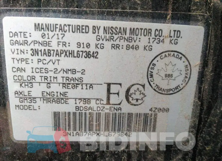 3N1AB7APXHL673642 Photo# 9