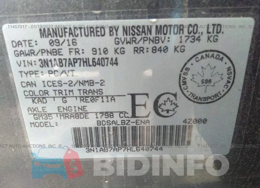 3N1AB7AP7HL640744 Photo# 9