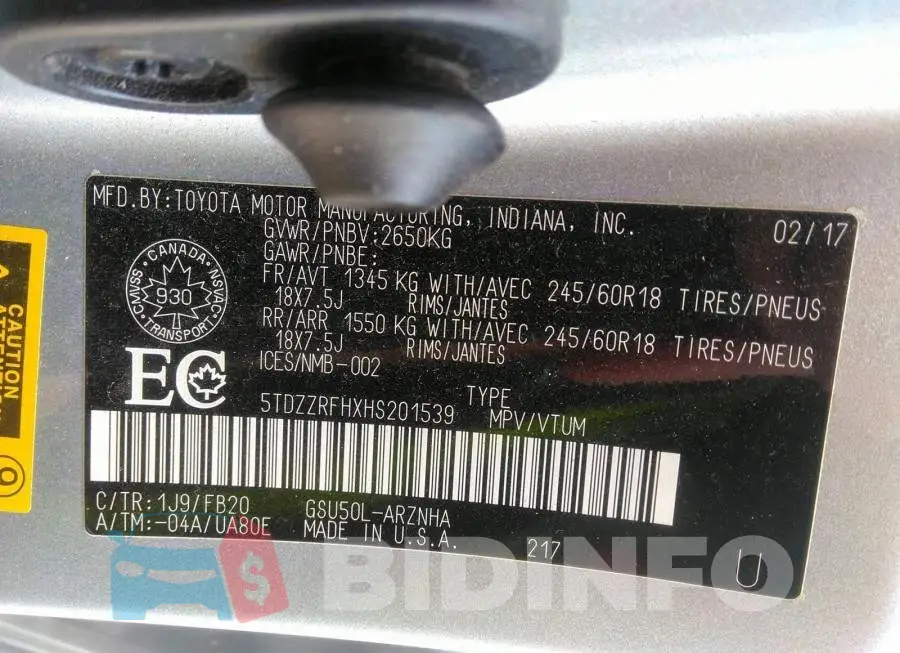 5TDZZRFHXHS201539 Photo# 9