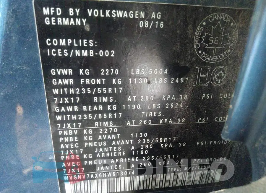 WVGNV7AX6HW513074 Photo# 9