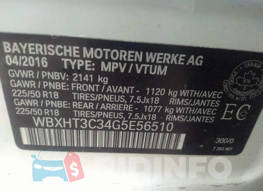 WBXHT3C34G5E56510 Photo# 9