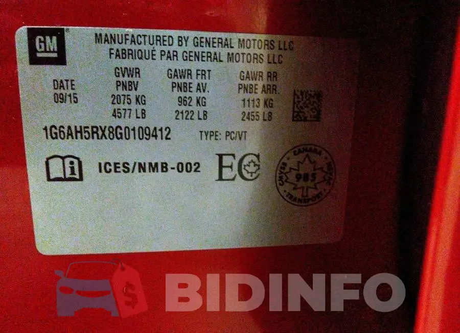 1G6AH5RX8G0109412 Photo# 9