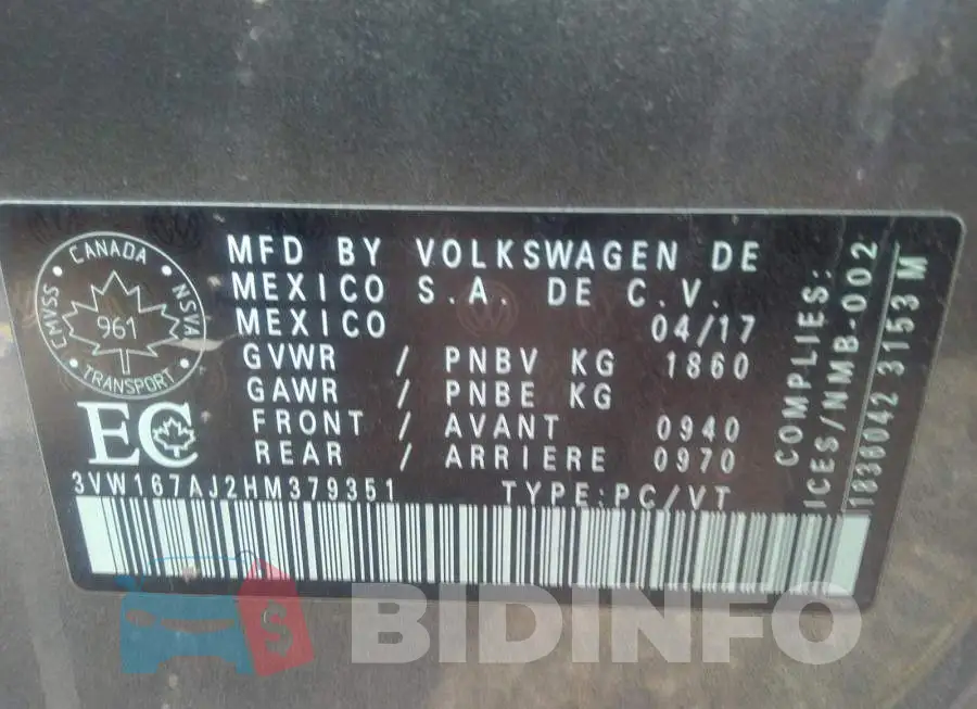 3VW167AJ2HM379351 Photo# 9