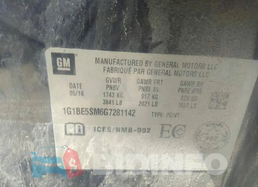 1G1BE5SM6G7281142 Photo# 9