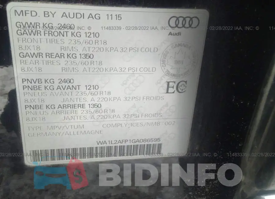 WA1L2AFP1GA086595 Photo# 9