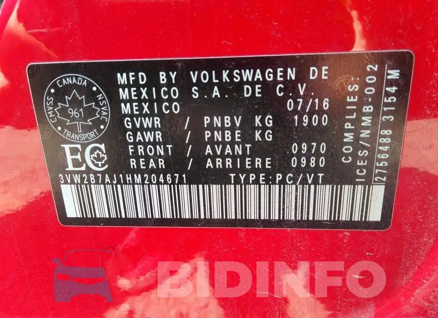 3VW2B7AJ1HM204671 Photo# 9