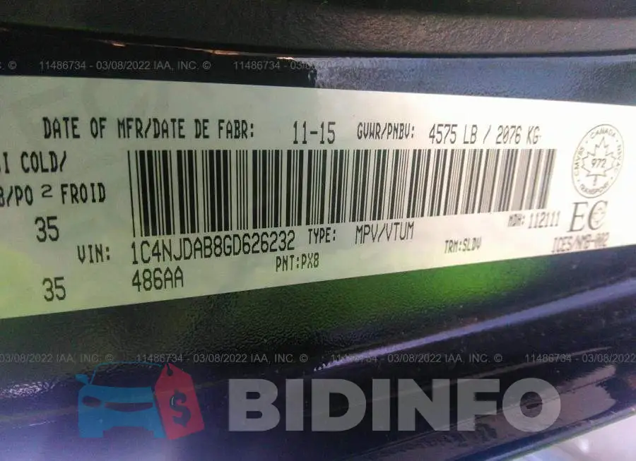 1C4NJDAB8GD626232 Photo# 9