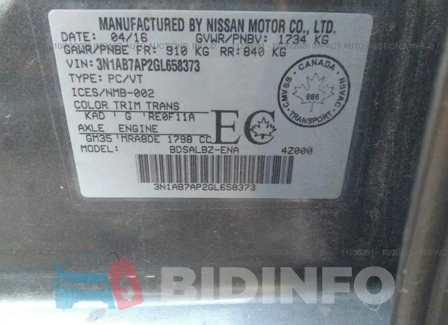 3N1AB7AP2GL658373 Photo# 9