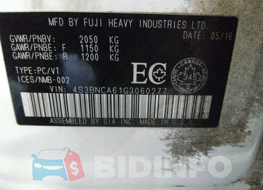 4S3BNCA61G3060277 Photo# 9