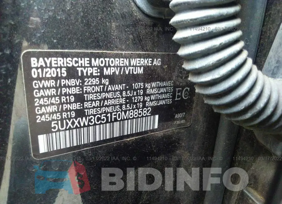5UXXW3C51F0M88582 Photo# 9