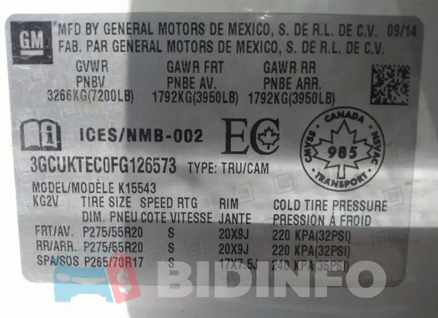 3GCUKTEC0FG126573 Photo# 9