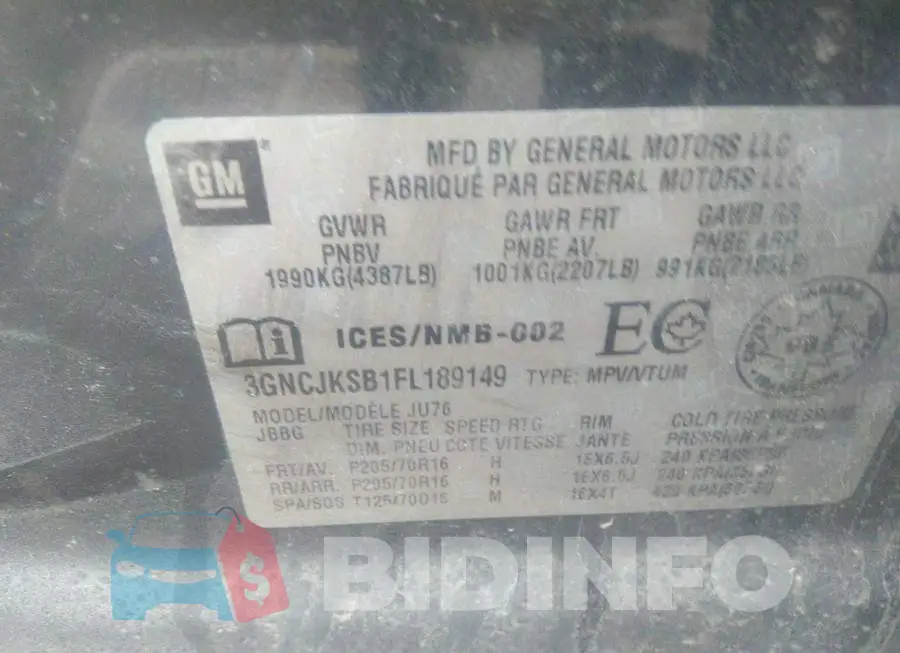 3GNCJKSB1FL189149 Photo# 9