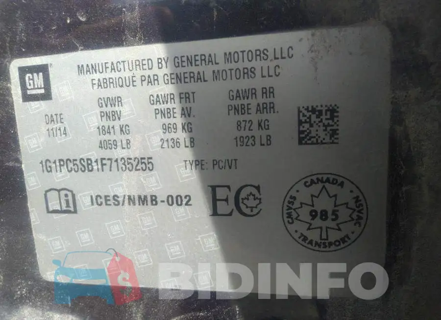 1G1PC5SB1F7135255 Photo# 9