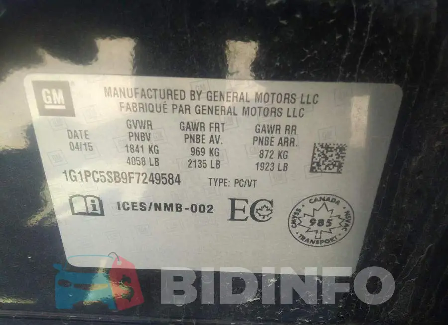 1G1PC5SB9F7249584 Photo# 9