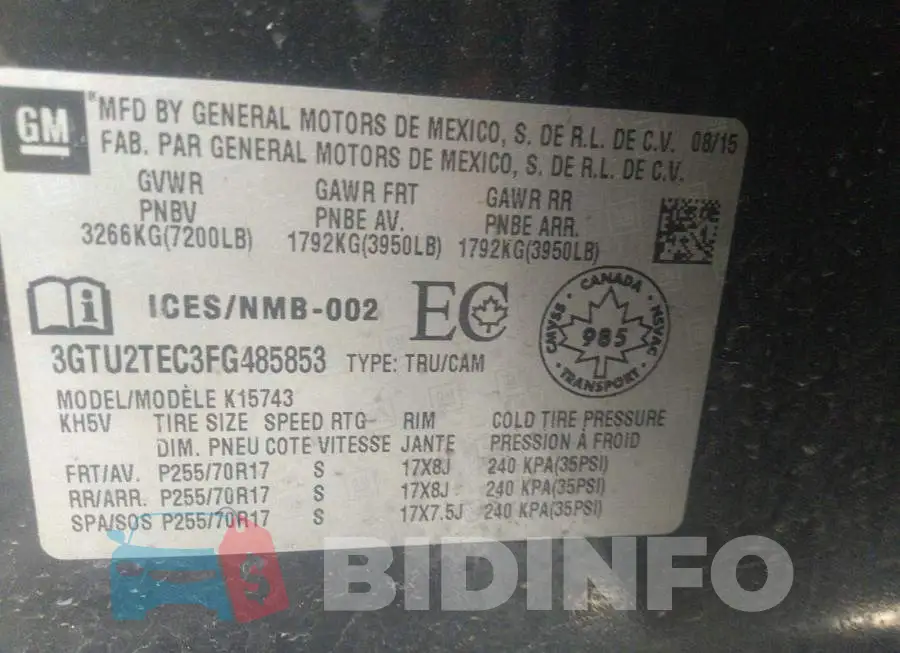 3GTU2TEC3FG485853 Photo# 9