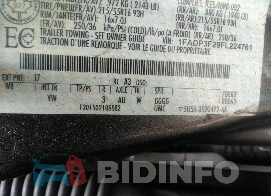 1FADP3F29FL224761 Photo# 9