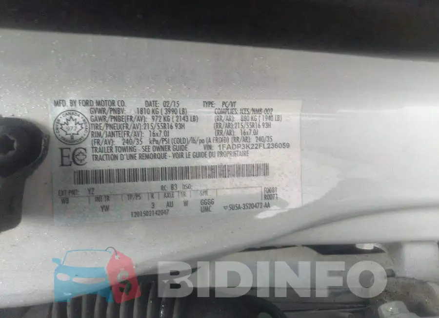 1FADP3K22FL236059 Photo# 9