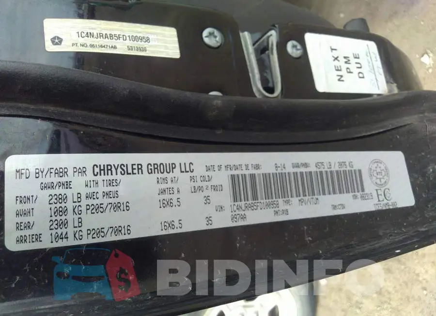 1C4NJRAB5FD100958 Photo# 9