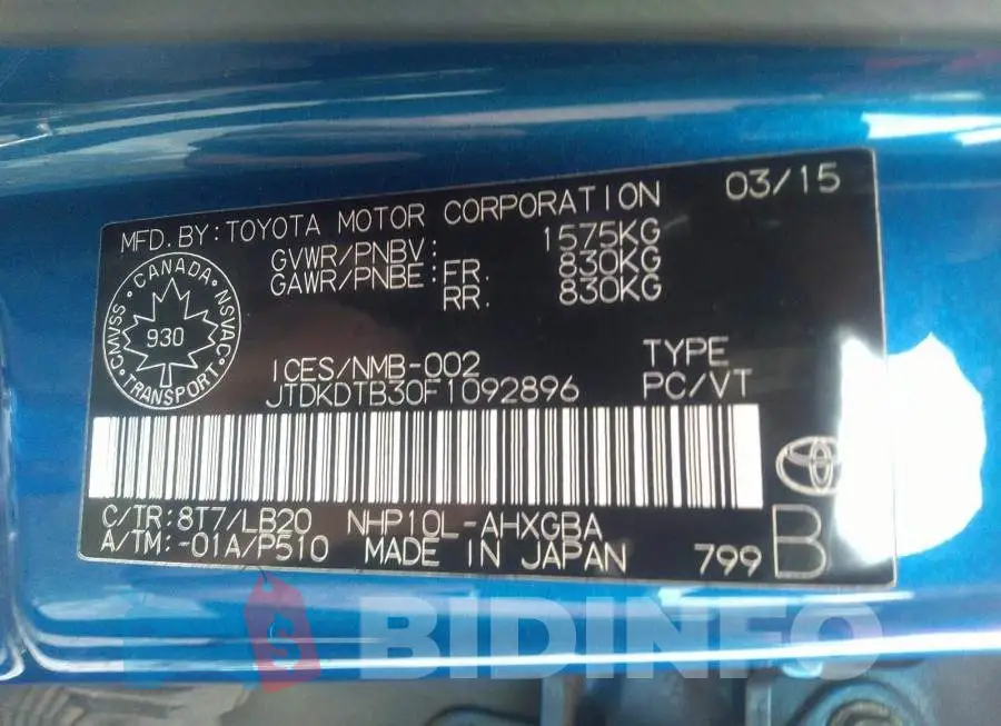 JTDKDTB30F1092896 Photo# 9