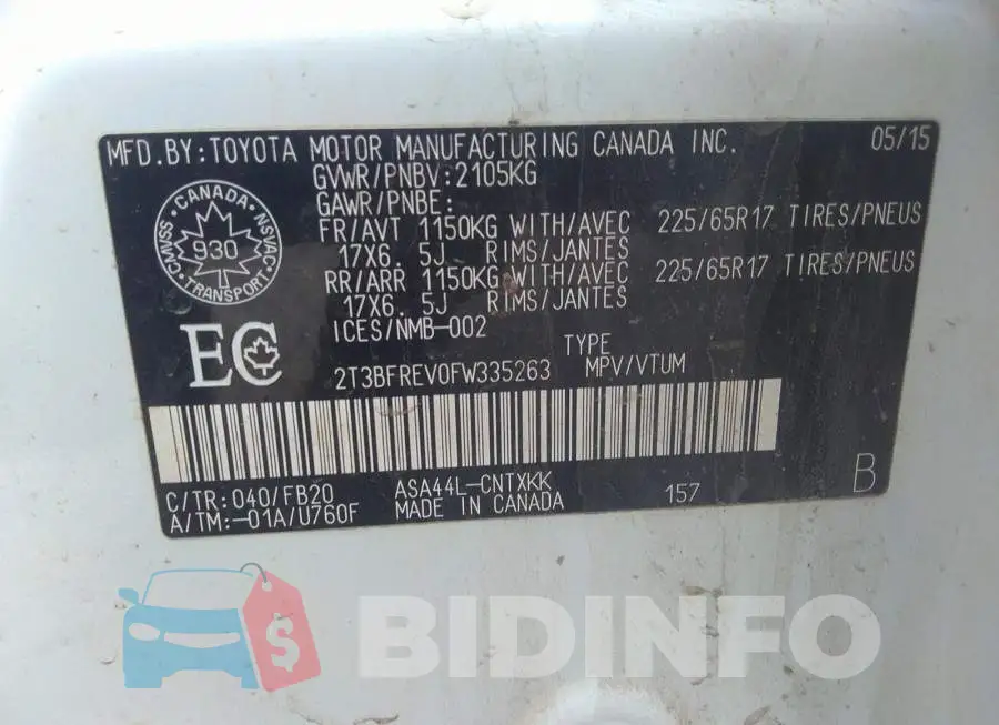 2T3BFREV0FW335263 Photo# 9