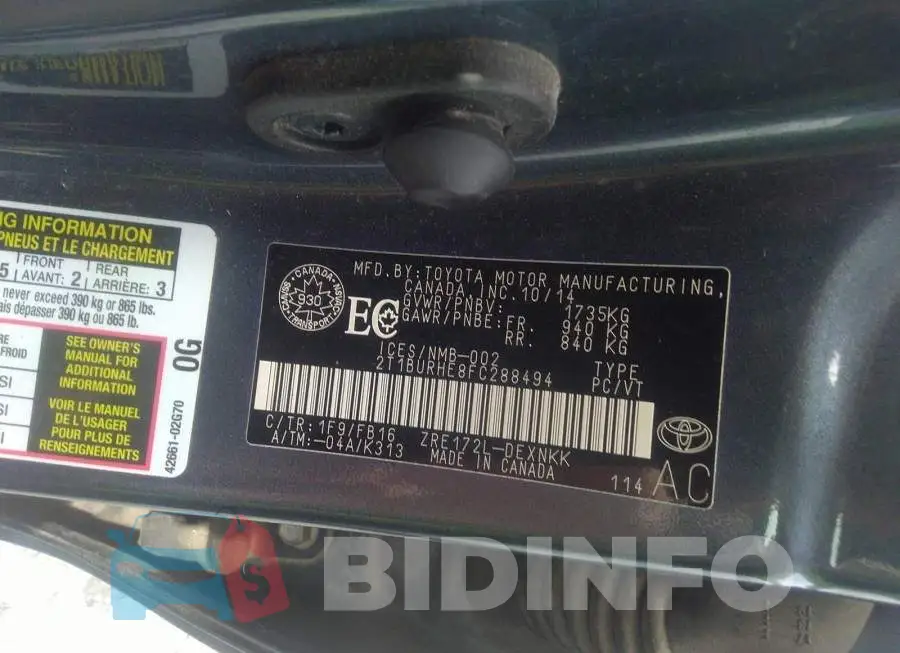 2T1BURHE8FC288494 Photo# 9