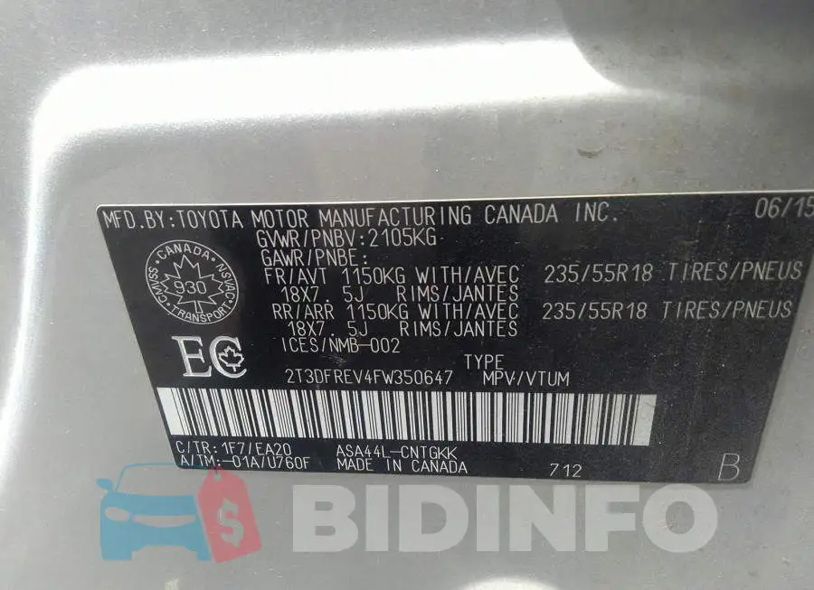 2T3DFREV4FW350647 Photo# 9