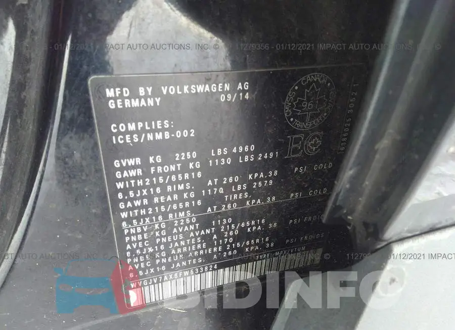 WVGJV7AX8FW533824 Photo# 9