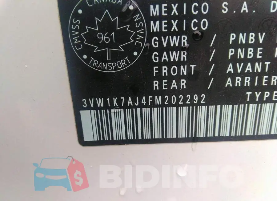 3VW1K7AJ4FM202292 Photo# 9