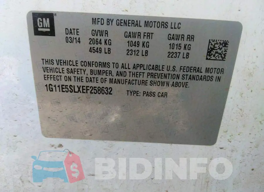 1G11E5SLXEF258632 Photo# 9