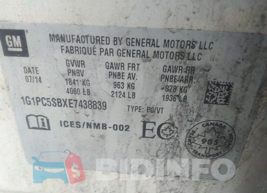 1G1PC5SBXE7438839 Photo# 9