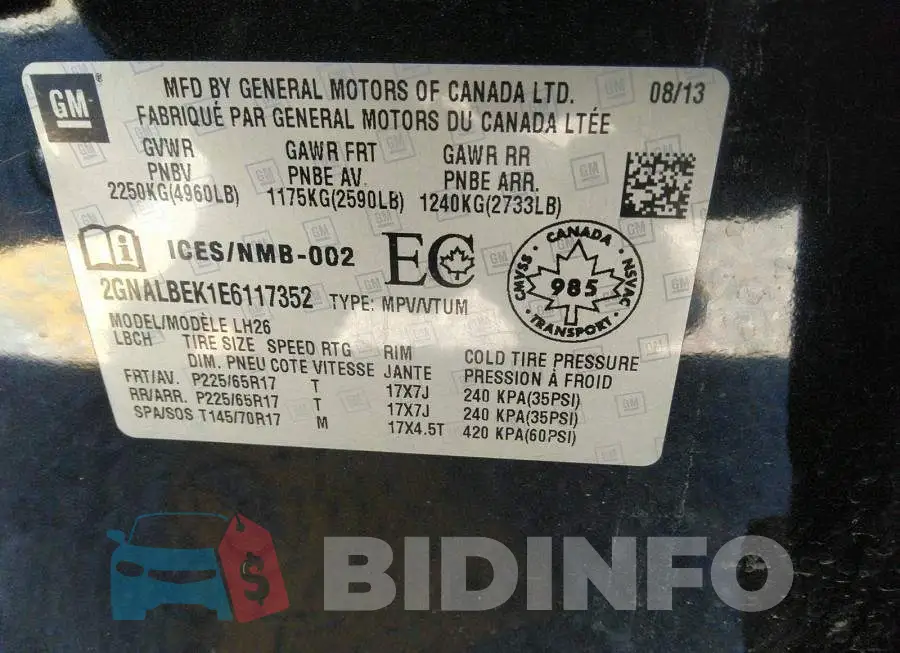 2GNALBEK1E6117352 Photo# 9