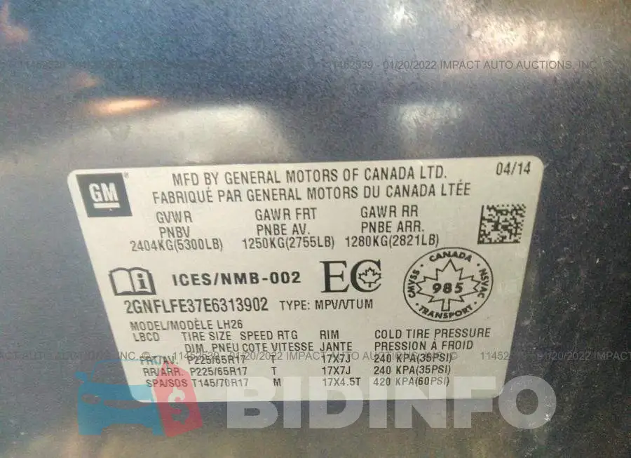 2GNFLFE37E6313902 Photo# 9