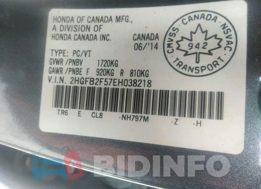 2HGFB2F57EH038218 Photo# 9