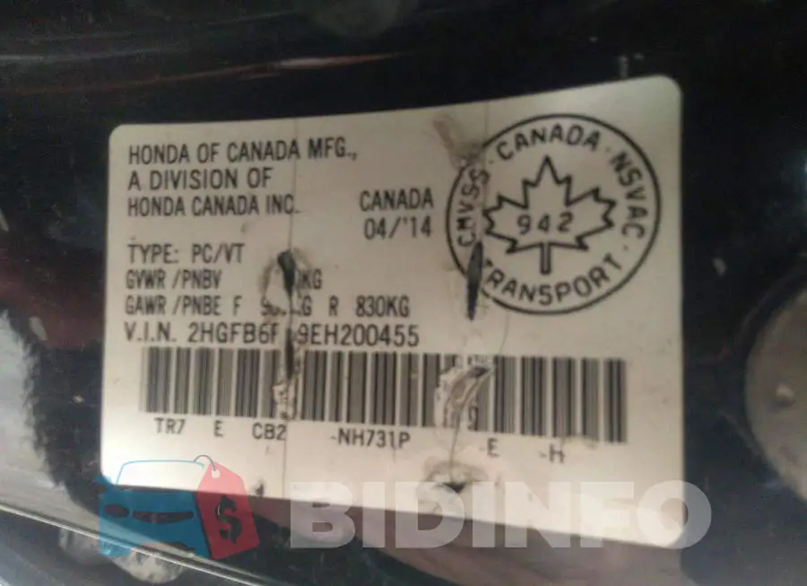 2HGFB6E59EH200455 Photo# 9
