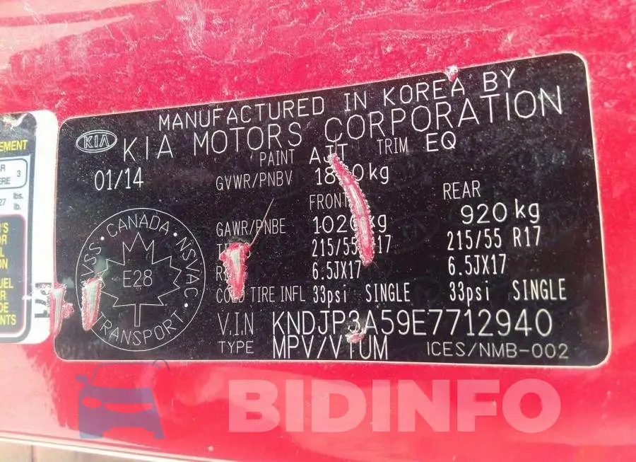 KNDJP3A59E7712940 Photo# 9