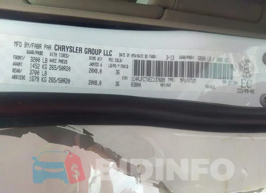 1C4RJFCTXEC137689 Photo# 9