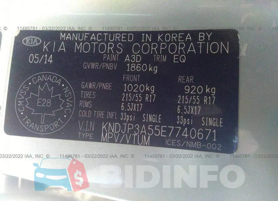 KNDJP3A55E7740671 Photo# 9