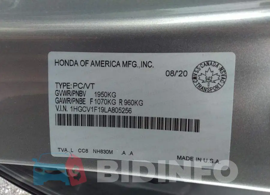 1HGCV1F19LA805256 Photo# 9