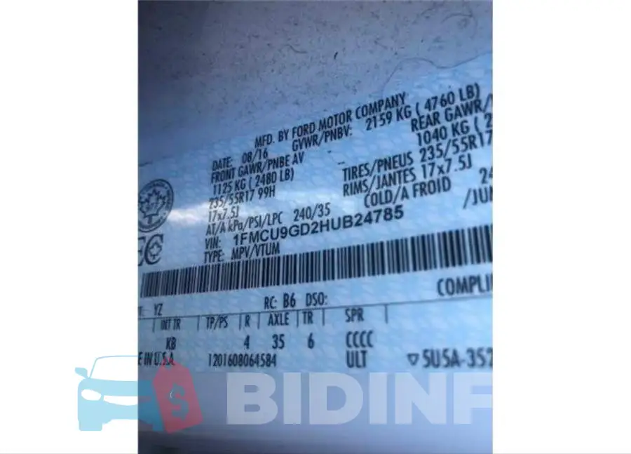 1FMCU9GD2HUB24785 Photo# 8