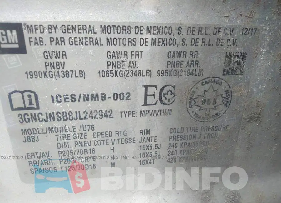 3GNCJNSB8JL242942 Photo# 9