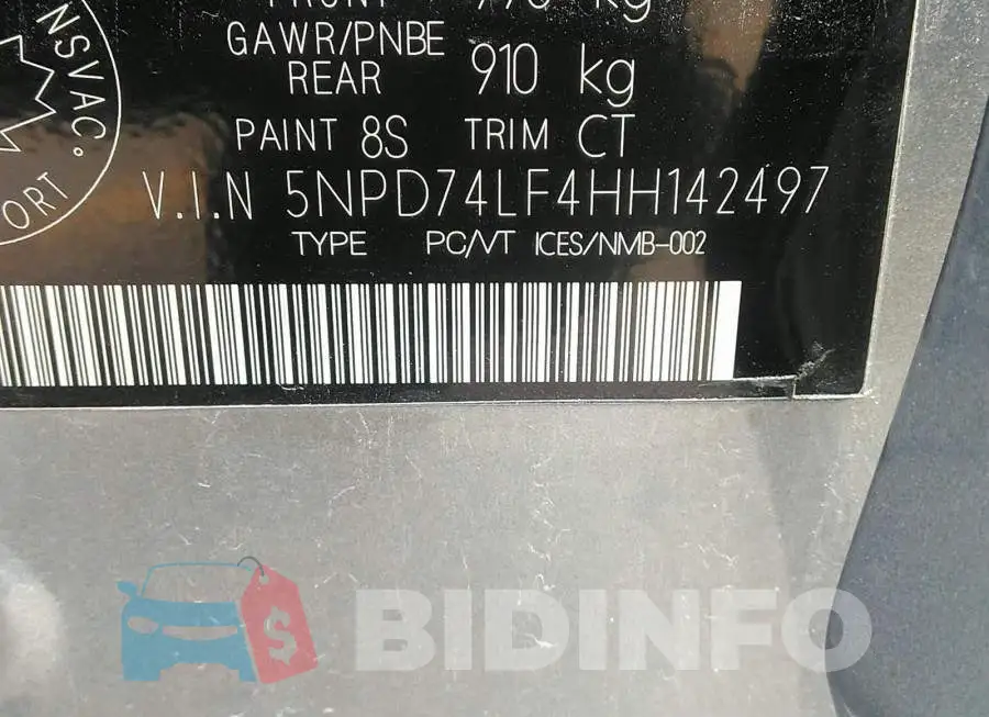 5NPD74LF4HH142497 Photo# 9