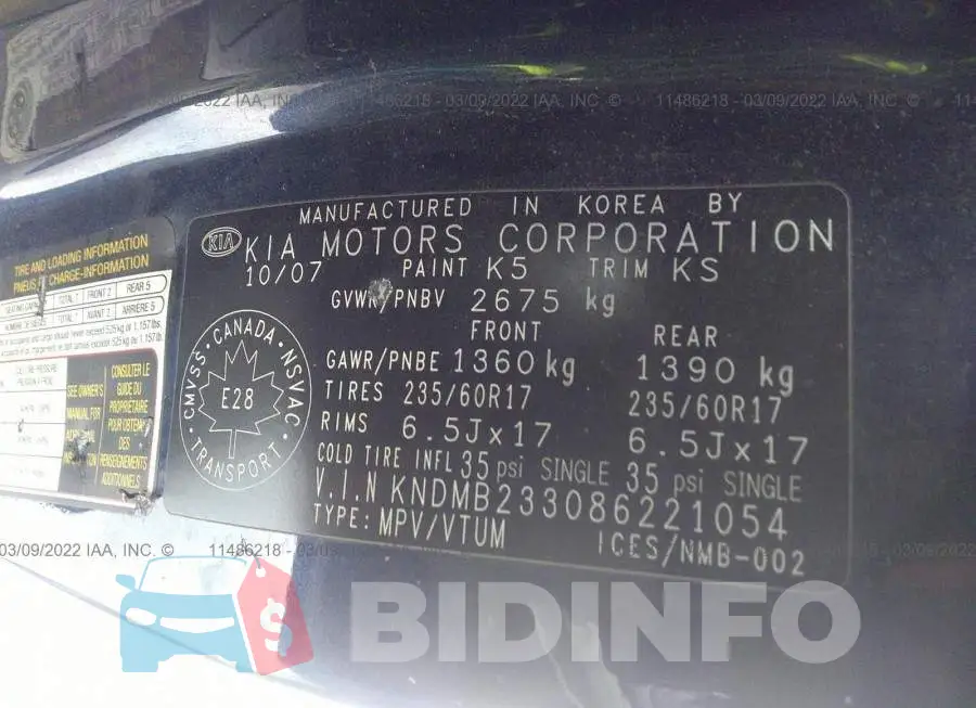 KNDMB233086221054 Photo# 9