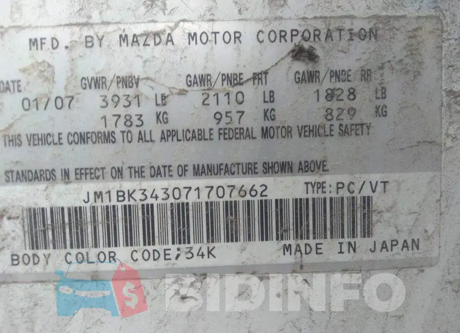 JM1BK343071707662 Photo# 9