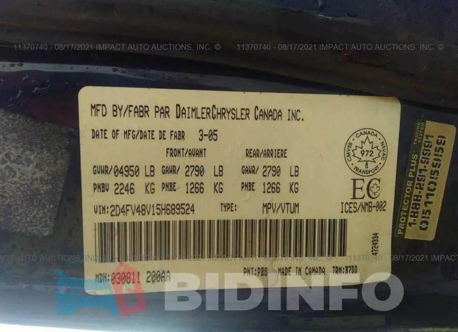 2D4FV48V15H689524 Photo# 9